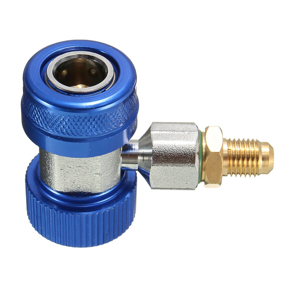 Low/High R134a Quick Connect Adapter Quick Coupler 90 Degree Valve Core Brass Adapter for A/C Manifold Gauge
