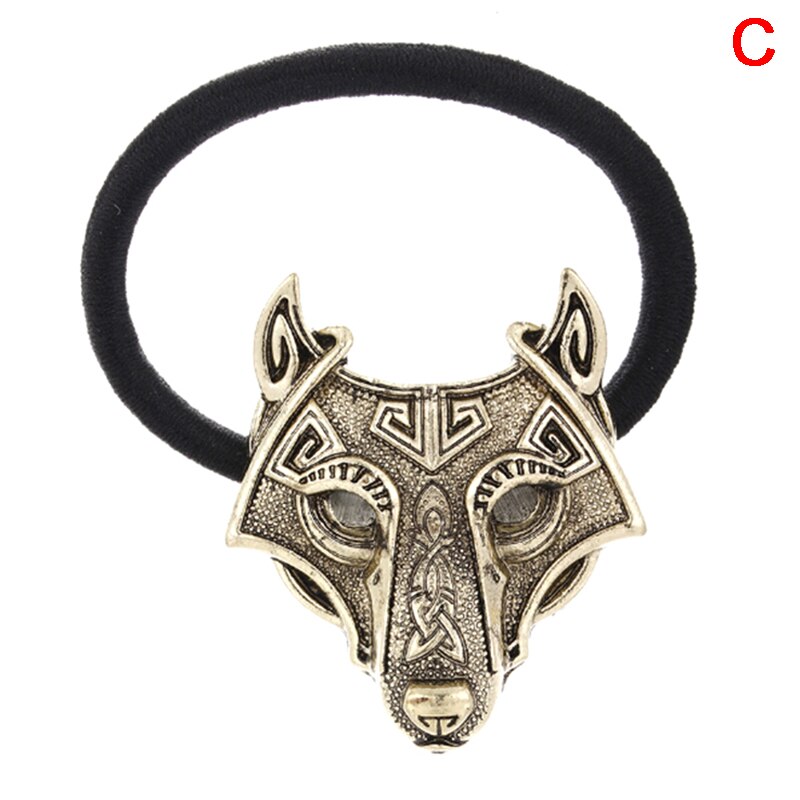 Mode Hoofd Sieraden Noord Vikings Wolf Haarbanden Wolf Hoofd Elastische Haar Elastiekjes Haar Touw Vrouwen: C