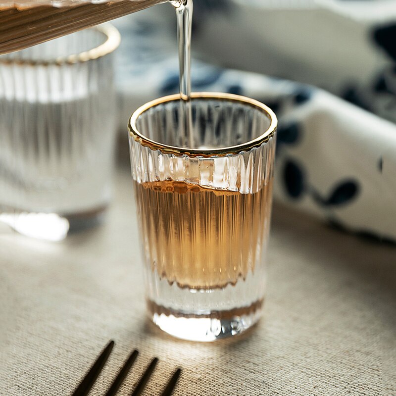 Shot Small Glass Cup Liquor And Spirits Mugs Shot Liquor Glasses For Vodka Wine Cocktail Wedding Ice Jug Glass Drinkware: GOLD 50ml