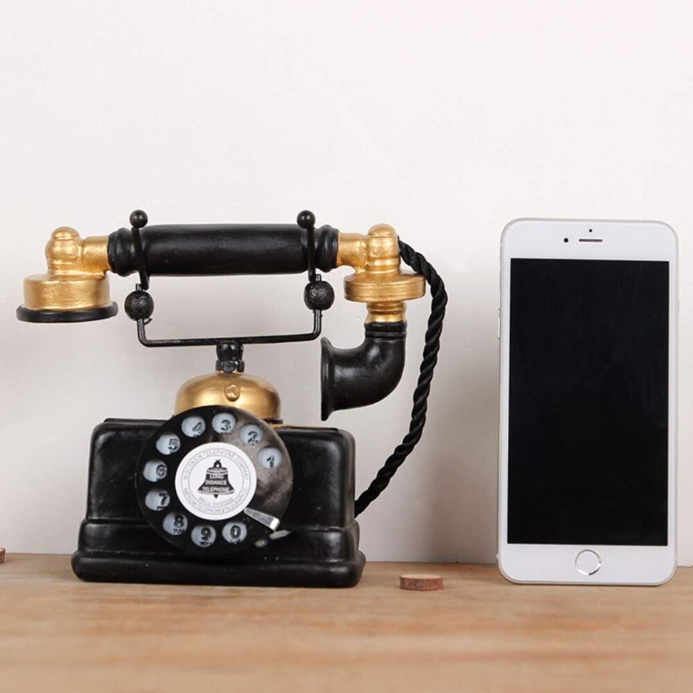 Retro gør gammel harpiks pendul antik telefon hjem bar cafe desktop dekoration 3