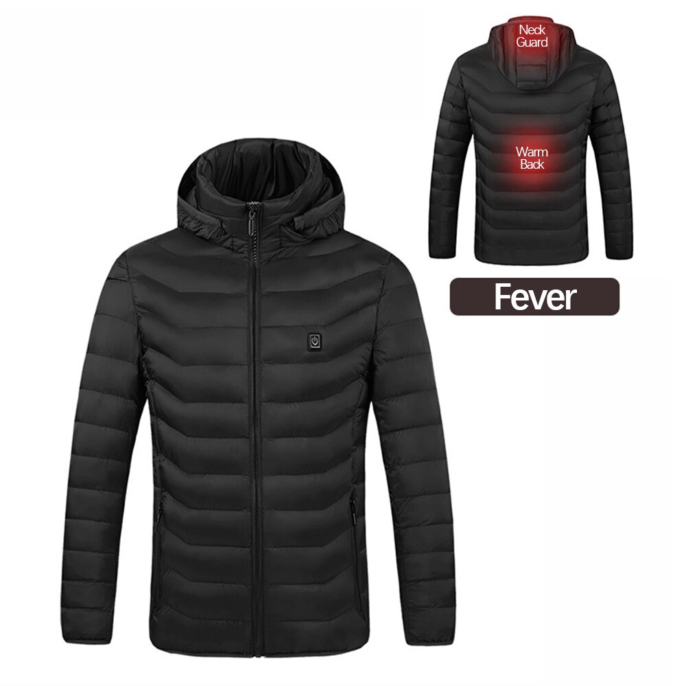 2 zones elektrisch verwarmde jassen wintervest outdoor katoenen jas usb elektrisch verwarmde jas met capuchon warmer thermische kleding: Zwart / Xxl