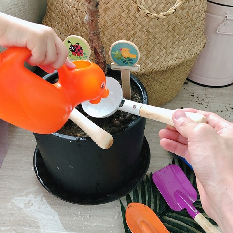 8 pièces bois métal plage jouet pelle cuillère râteau pour garçons filles jouer sable extérieur Yard jouet