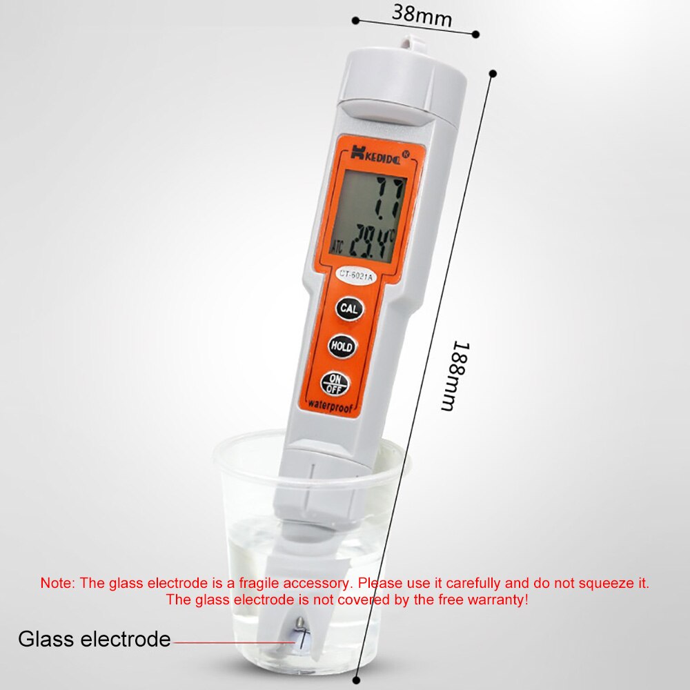 Digital PH Water Tester Hand-held PH Meter Display Waterproof Aquarium Fish Tank Water PH Tester