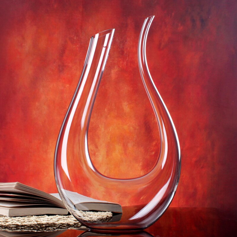 500ml Luxurious Crystal U-shaped Glass Horn Wine Decanter Wine Pourer Red Beer Carafe Aerator Barware Bar Tool