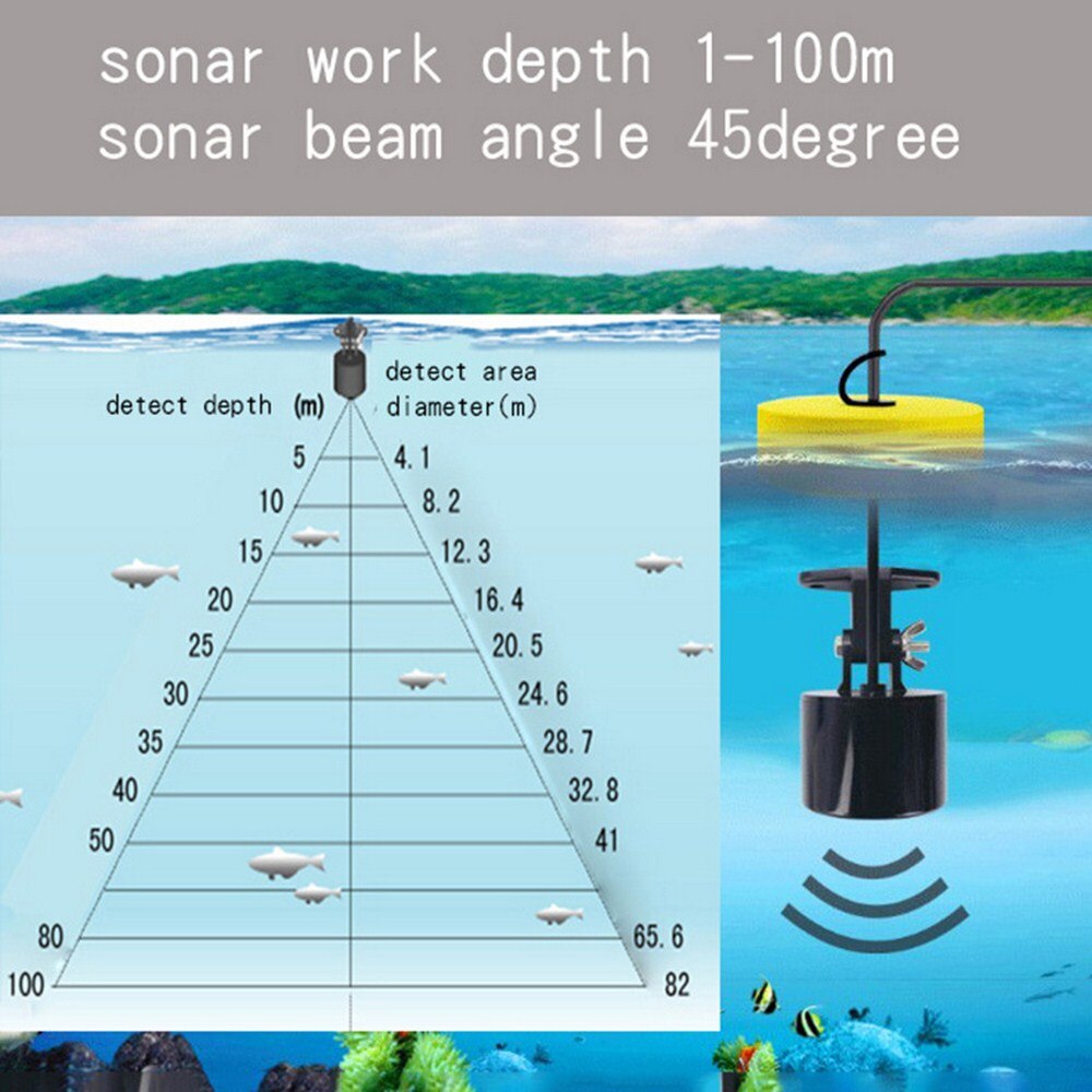 100M Fish Finder Smart Portable Sonar LCD Finder Fish Finders Fish Lure Echosounder Fishing Sensor Depth Echo Transducer Alarm