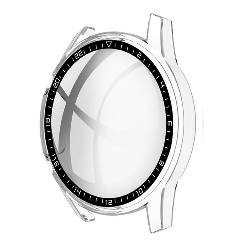 Herdet glass deksel for huawei watch  gt 2 46mm stk urskive skala beskyttende etui skjermbeskytter klokke skall smartklokke tilbehør: A-gjennomsiktig