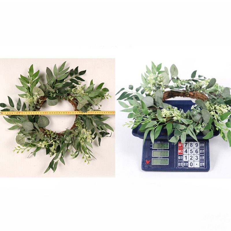 Veggpynt grønn blomst kunstig blomst rustikk silke blomst krans dekor