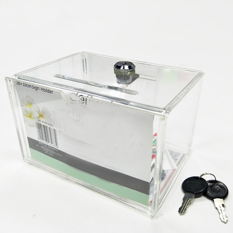 Counter Acrylic Donation Collection Box,Perspex Charity Fundraising Box with Keylock YGB-007
