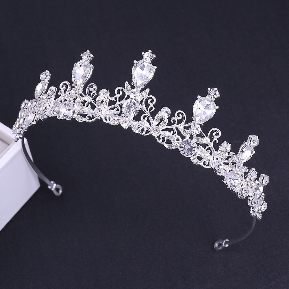 Set di gioielli da sposa con goccia d&#39;acqua in cristallo barocco Set di orecchini con corona di diademi di strass per Set di gioielli da sposa Dubai