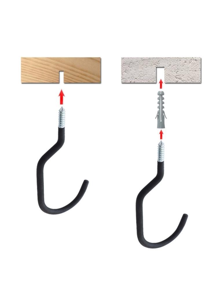 2pcs/set Wall Mounted Bicycle Hanger Garage Bike Storage Steel Black Wall Hook 667A