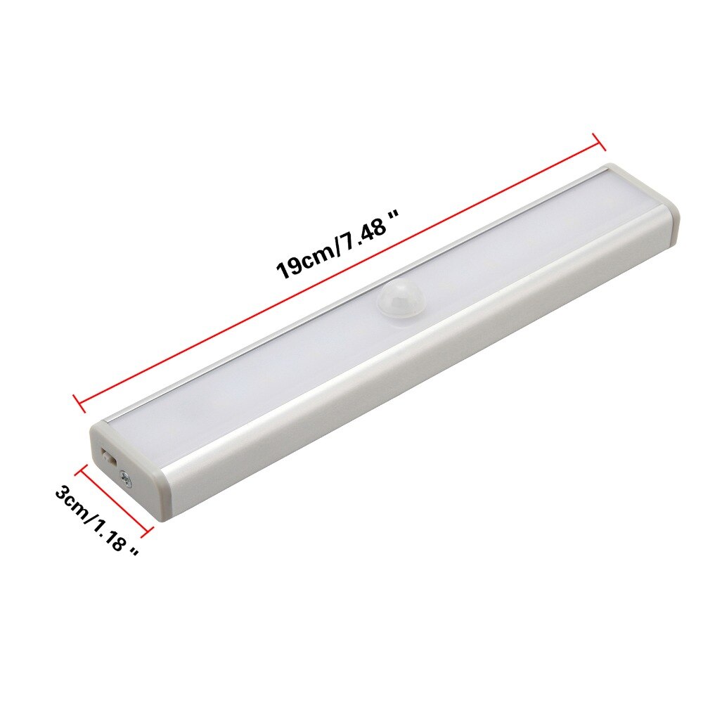 10 LED Motion Sensor Under Cabinet Light Bar Closet Home Bedroom Counter Lamp Warm White/ Cool White Choose