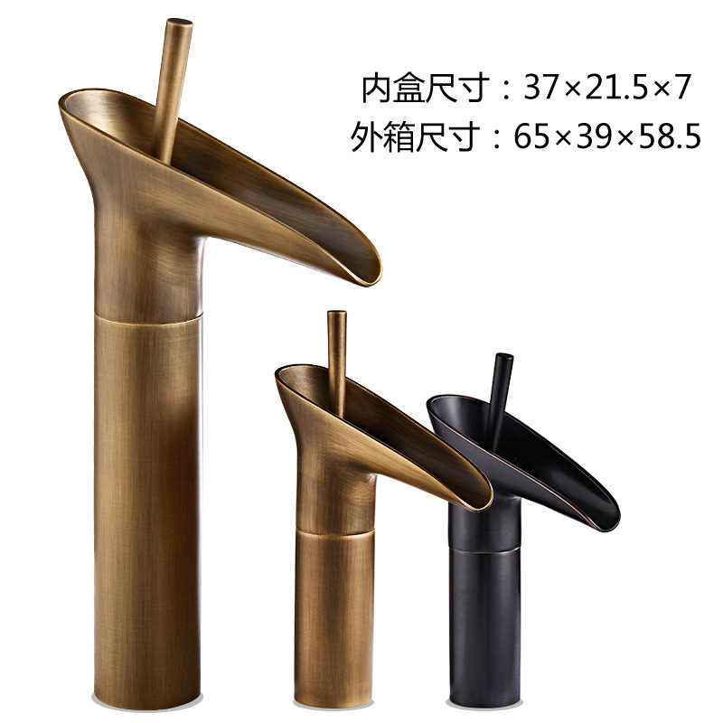 Bathroom Faucet Single Lever Waterfall Basin Faucet Brass Antique and Cold bathroom Sink Mixer Wine Glass Style Taps