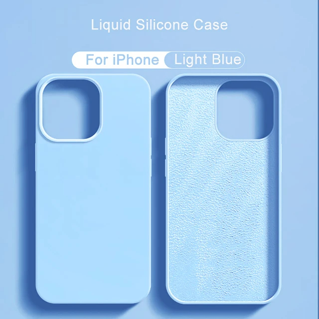Funda de teléfono de lujo a prueba de golpes 16 Pro Max para iPhone 16 Pro Max, fundas de silicona líquida para Apple iPhone 16 Plus, funda suave para parachoques: Lona / Azul cielo