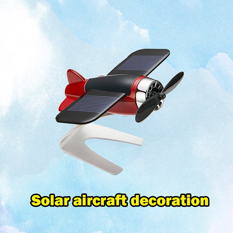 Car Decoration Airplane Non-slip Solar Energy Rotate Automobile Dashboard Aircraft Model S55: Red