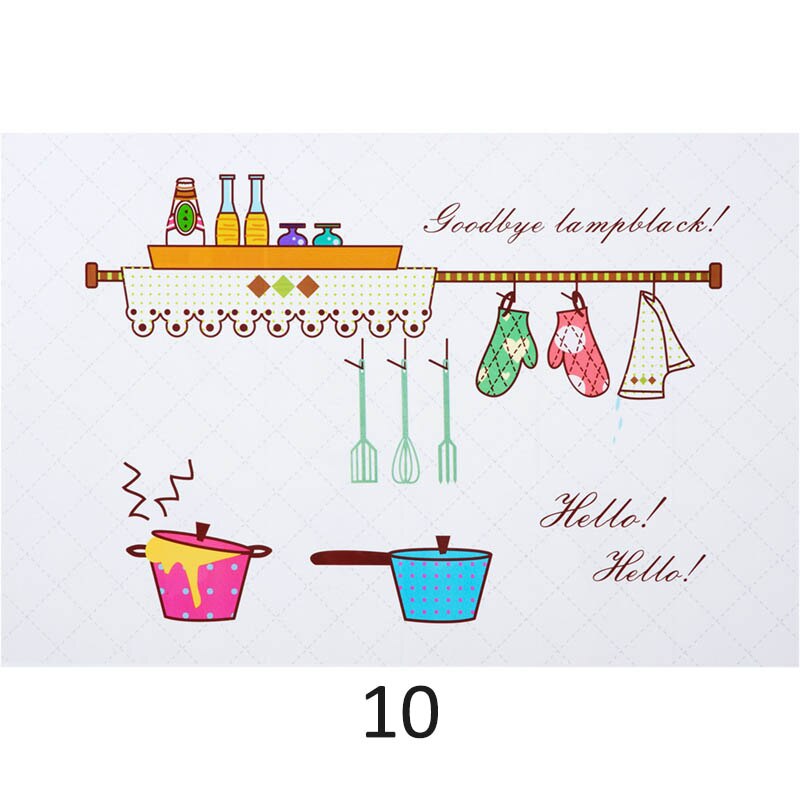 Oven Dining Hall Wallpapers Oil Proof Cute Cartoon Waterproof Kitchen Wall Stickers Self Adhesive PVC 90*60CM Wall Art Decal
