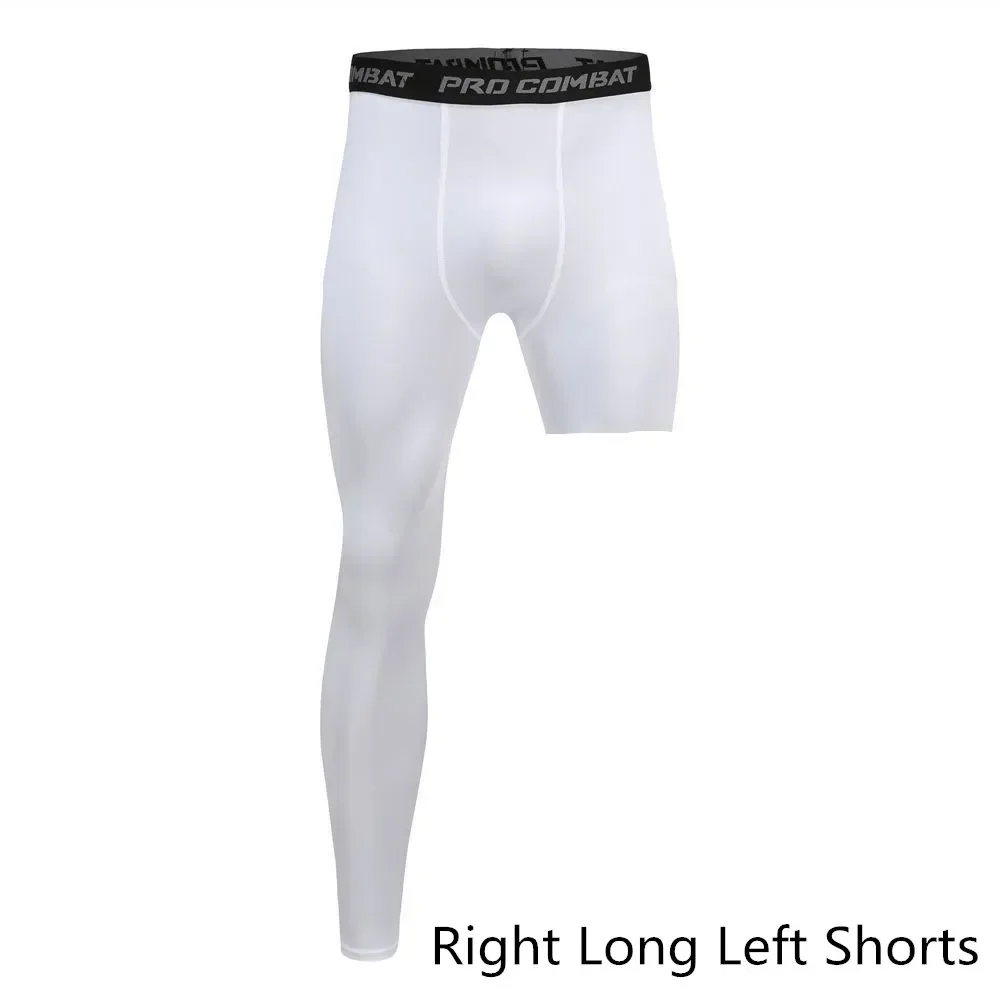 Pantalones de compresión de baloncesto para hombre, pantalones de ejercicio de capa Base, mallas deportivas ajustadas recortadas de una pierna, deporte de fútbol y Yoga: XXXL / Negro