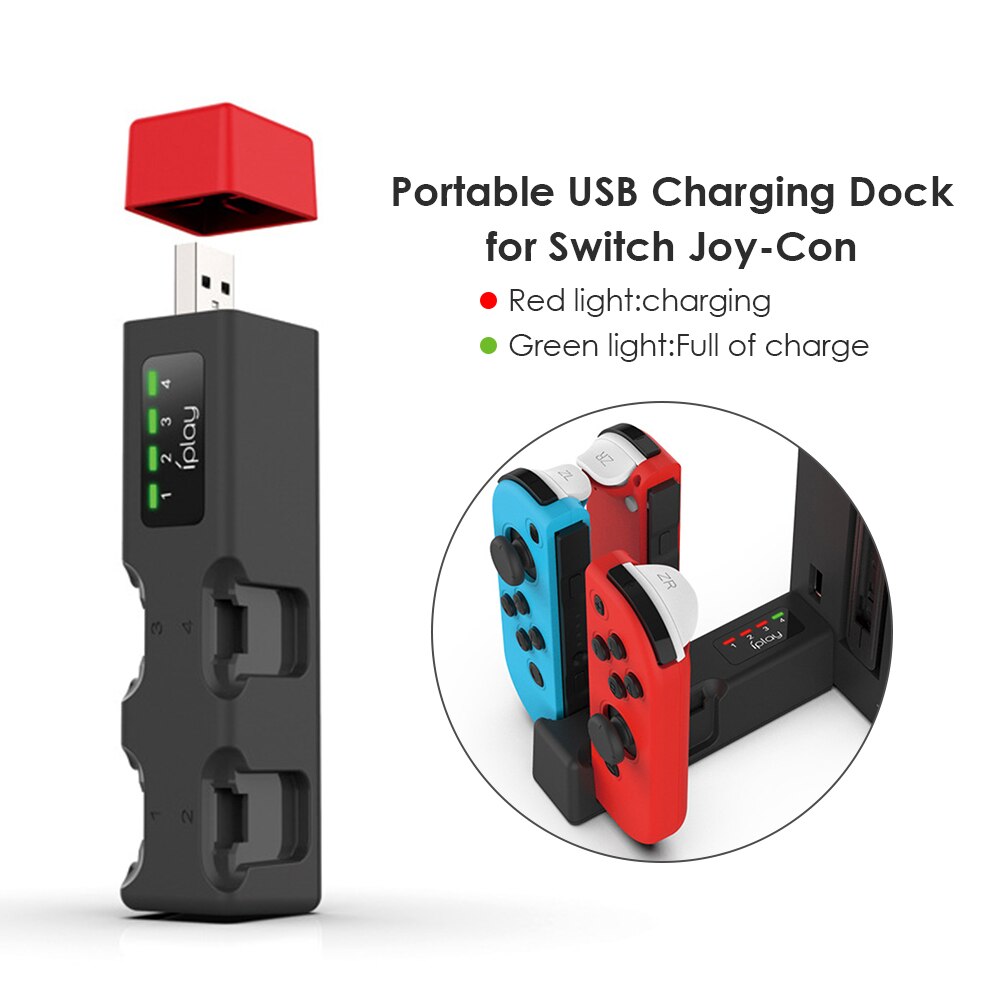 4 Port Controller Charging Dock USB Charging Gamepad Console Charger Station Cradle for Nintend Switch with Indicator