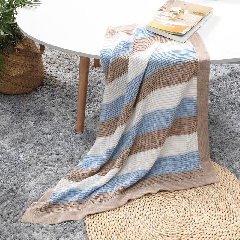 Manta para bebé Qomfortable y sábana de cama a rayas suaves, 70x90cm, 27,56in x 35,4 pulgadas, Kit de manta de algodón para cochecito de bebé recién nacido