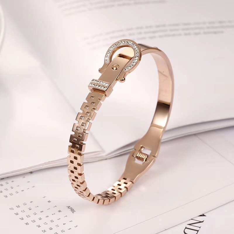 OUFEI bracciale in acciaio inossidabile per donna bracciale in oro rosa bracciale 2020 accessori moda gioielli cinturino semplicità