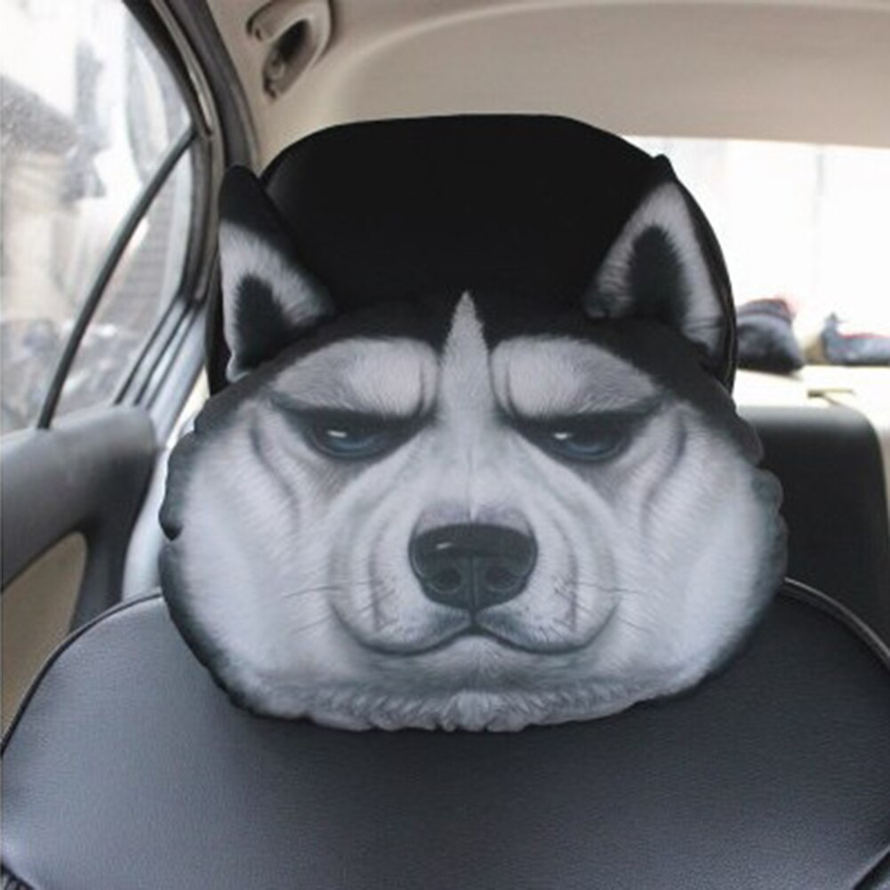 Appui-tête en forme d&#39;animal mignon pour voiture, coussin de cou et de tête de chien Cool, oreiller de taille avec noyau + coussins en charbon actif
