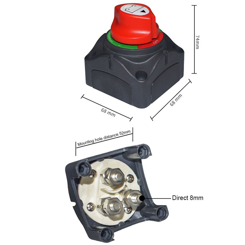 Auto Battery Disconnect Switch 12V 24V 48V Marine 300A Car Dual Battery Switch 3 Position Battery Selector Switch for Car Boat
