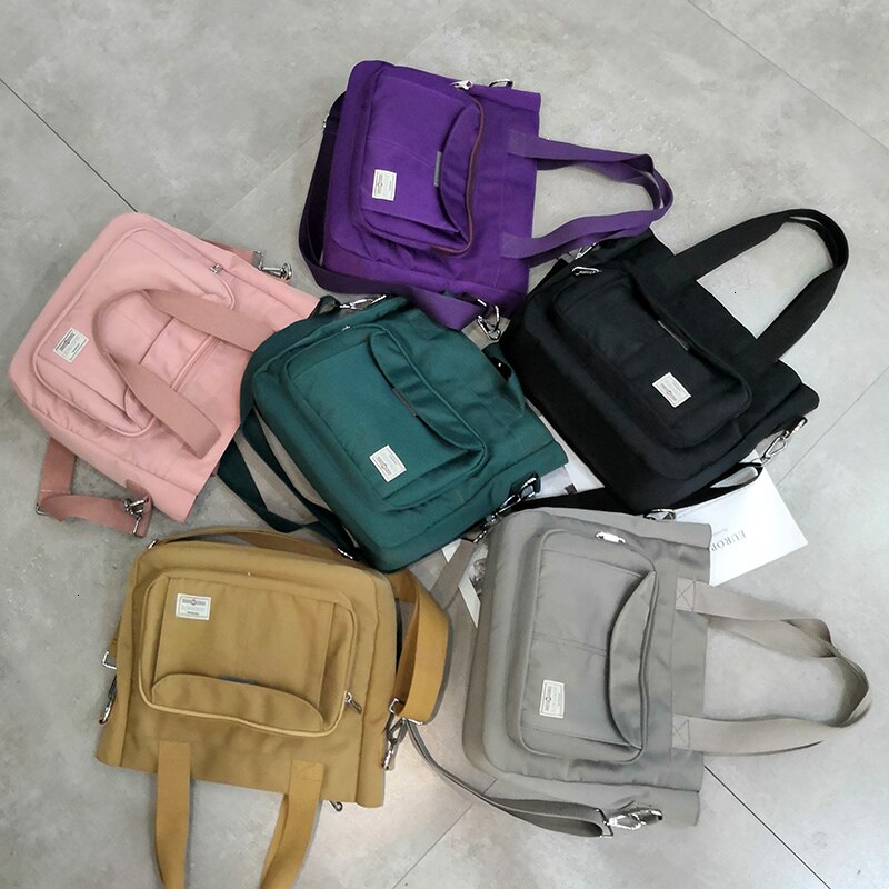 Mulher de moda saco de ombro de náilon multi-função casual tote à prova dwaterproof água macio carta saco do mensageiro sólido zíper bolsa feminina sac