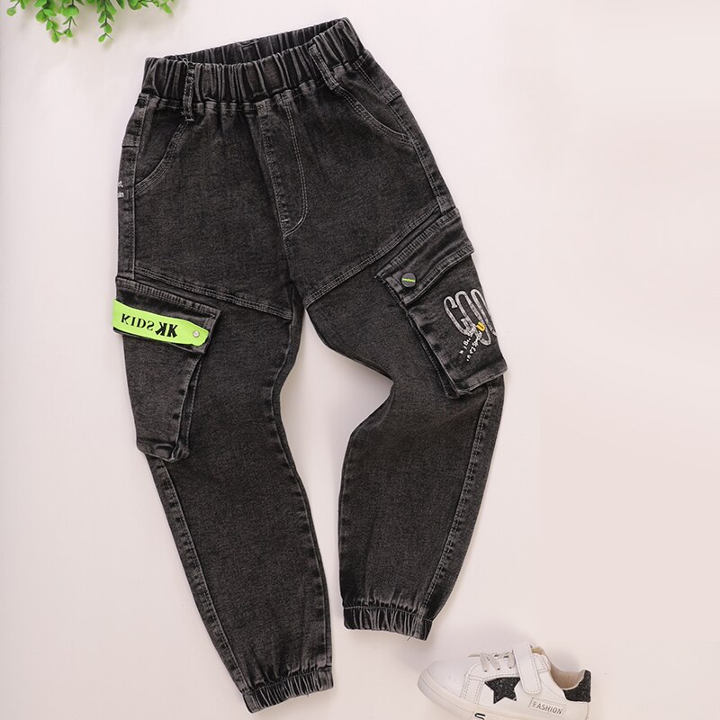 Jeans casual da bambina per ragazzo pantaloni Cargo tasche grandi 5-11 anni pantaloni Streetwear per bambini Denim per bambini Harem Jean
