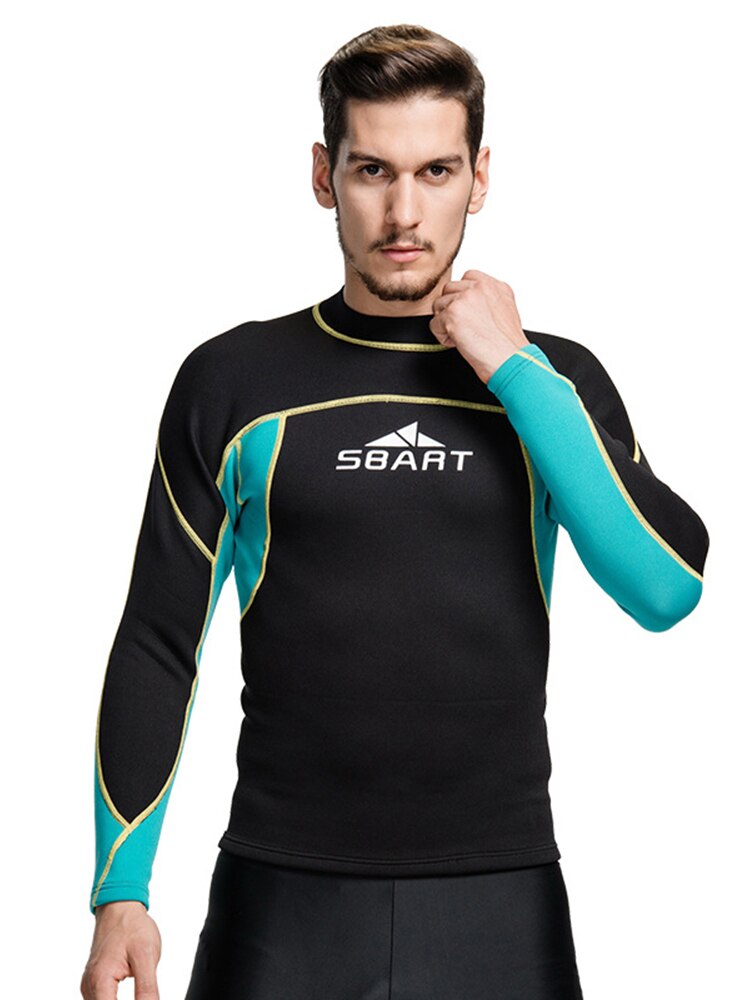 SBART – combinaison de plongée en apnée pour hommes, haut à manches longues, en néoprène, 2MM, haute élasticité, cerf-volant de surf: XL