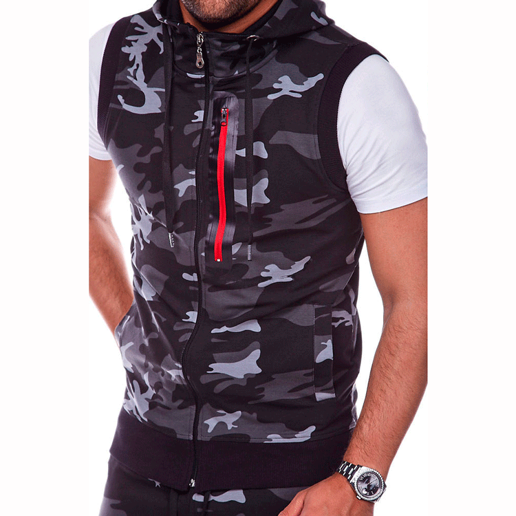 Mouwloze herenhoodies Mode Casual sweatshirt met rits en capuchon Heren bodybuilding tanktop sportief shirt vest vest gym