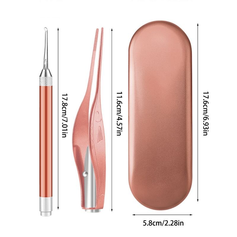 Ear Pick Set Luminous Ear Spoon Tweezers Ear Wax Removal Tool LED Light Earpick Storage Box Baby Ear Cleaning Care Kit