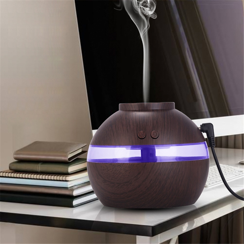 40# 300ml Air Aroma Essential Oil Diffuser Led Ultrasonic Aroma Aromatherapy Humidifier Wood Grain Humidifiers Aroma Diffuser