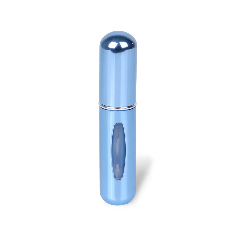 Atomizador de Perfume de 5ml, envases de cosméticos líquidos portátiles, Mini botellas rellenables de Perfume alcochol para viaje, botella vacía con pulverizador: Azul cielo