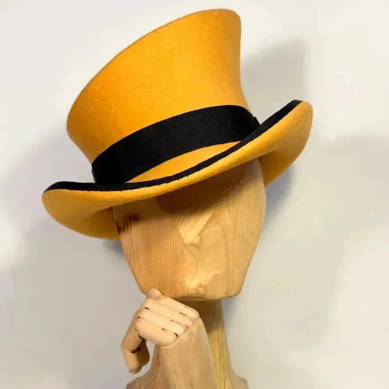Men Women asymmetric top wool hats fashiona formal ribbon steam punk hat men lumber costume Cap Party decoration