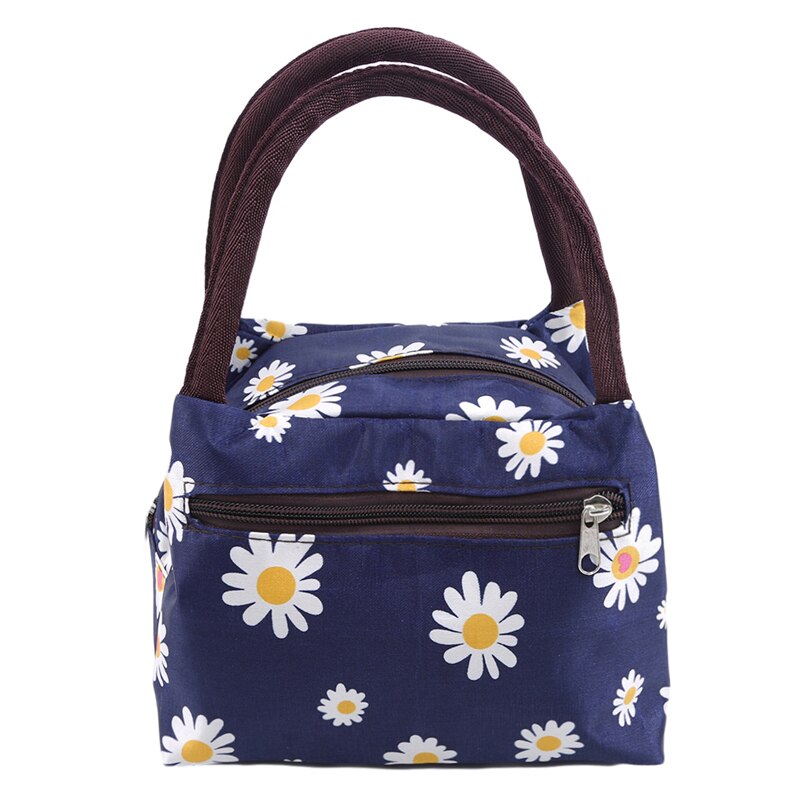 Fiambrera enfriadora para la comida de mujer y niños, bolsa de lona aislada portátil de patrón funcional, bolso térmico para picnic, almuerzo: small chrysanthemum