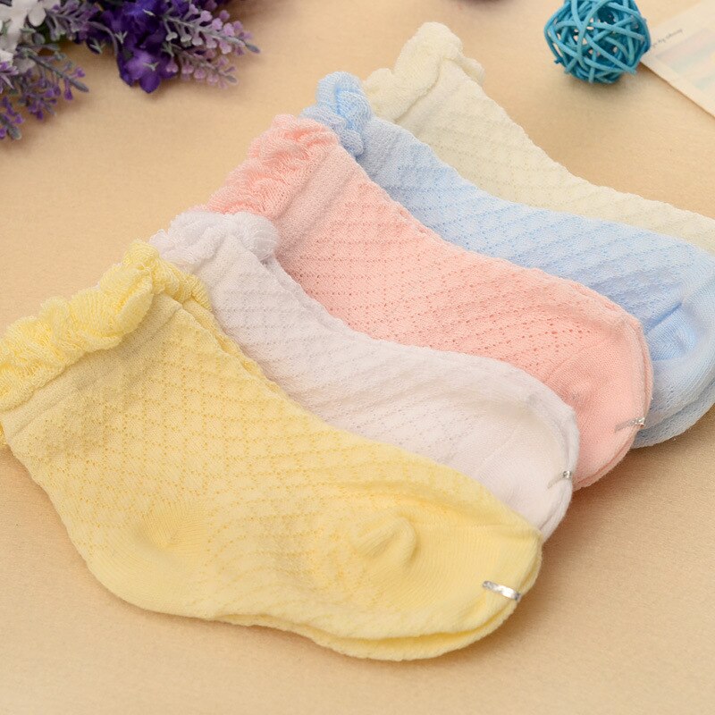 10 pezzi/lottp = 5 paia 100% calzini del bambino del cotone calzini di estate dei bambini 0-8 anni calzini del bambino appena nato del cotone calzini corti ragazze e ragazzi: Girl socks / 3 to 5 yrs