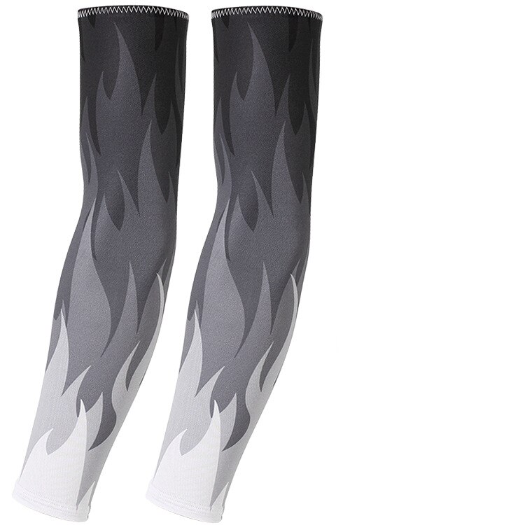Mangas de brazo de refrigeración con protección solar para ciclismo, protección solar UV, estilo llama, calentador de brazo, para hombre y mujer: S / Gris