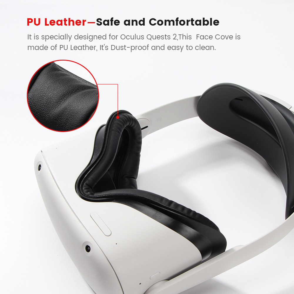 Soft Leather Eye Mask Cover Pad for Oculus Quest 2 VR Devices Sweat-proof Face Mask Mat Protective Pad for Quest 2 Accessories