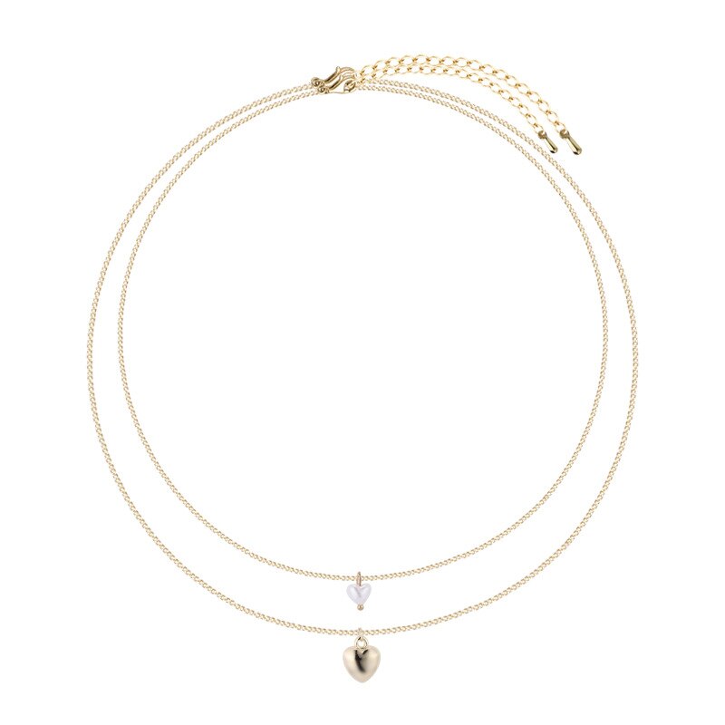 South Korea Dongdaemun Gold Heart Sweet Multilayer Superimposed Heart Necklace Choker Short Necklace Necklace-Split: Default Title