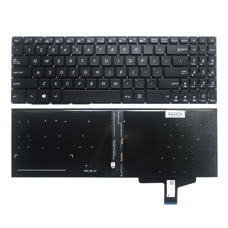 Coque pour ASUS N580, N580G, N580V, X580, X580V, N580VD, X580VE, X580VD, avec cadre avant, repose-paume, Base supérieure/inférieure: Keyboard US backlit