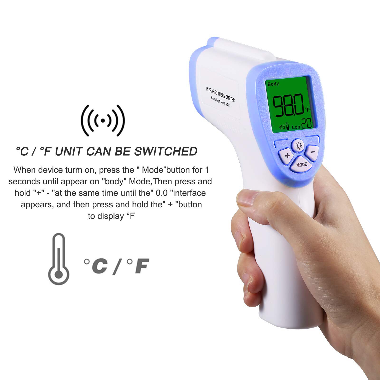 IR Infrared Digital Non-Contact Thermometer Forehead Body Temperature With Fever Alarm For Adult And Baby