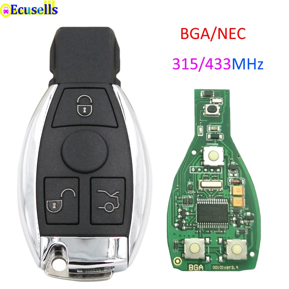 3 botão inteligente chave remota 315mhz 433mhz bga nec para mercedes benz a b c e s classe w203 w204 w205 w210 w211 w212 w221 w222 w639