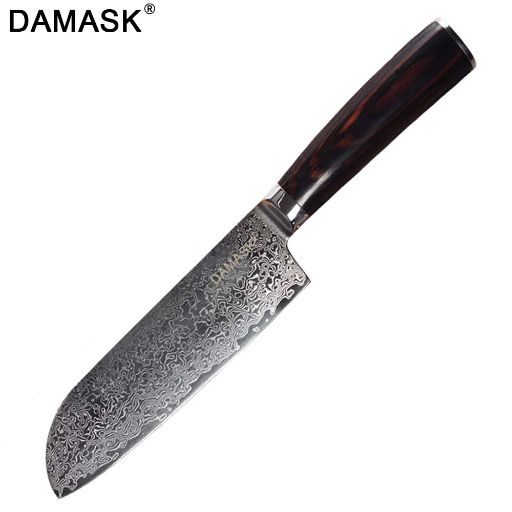 Damask couteaux de cuisine en acier | VG10 de supérieure, damas manche G10 utilitaire de parage, Santoku hachage couteaux de cuisine, Chef: 7 Santoku Knife