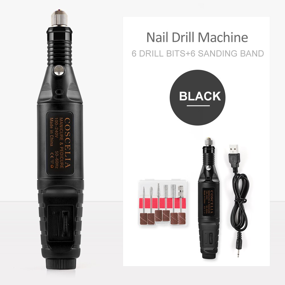 COSCELIA Electric Nail Drill Machine Manicure Machine Nail Art File Ceramic Nail Drill Bits Sanding Nail Tools Set: USB 04