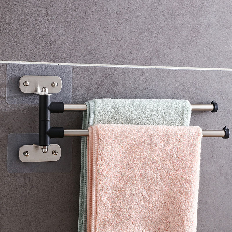 Wall Mount Punch-Free Adhesive Bathroom Towel Bars Holder Hanger Shelf Rack Organizer Door Hanging Holder Bar Organizer Stand: 2 Towel Bar