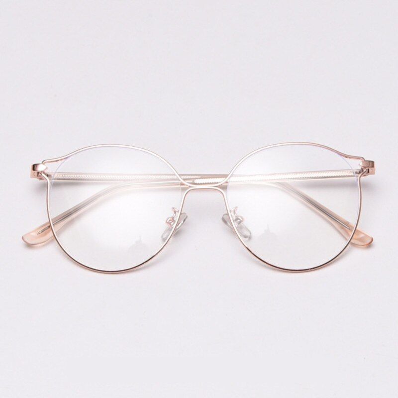 49032 Round Retro Ultralight Glasses Metal Frames Men Women Optical Computer Glasses: C1rosegold