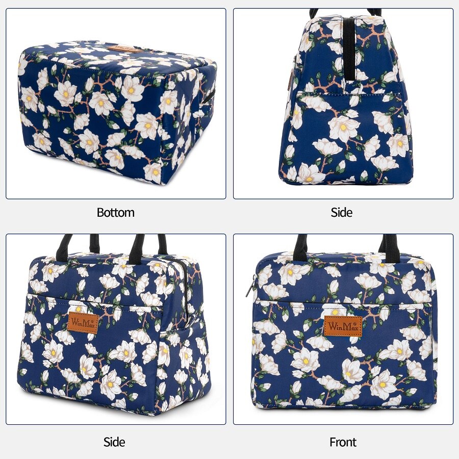 Winmax Brand Floral Print Portable Insulation Lunch Bags Thermal Food Fresh Keep Icepack for Women Kids Wine Tote Cooler Bag