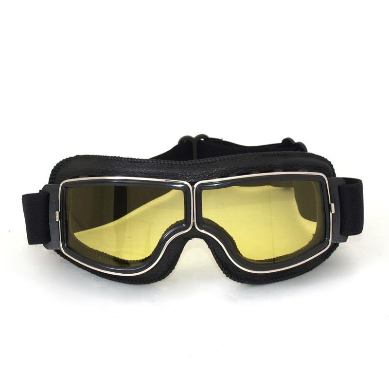 Retro Motorcycle Goggles Glasses Aviator Cruiser Vintage Leather Glasses Cafe Racer Half Helmet Goggles: 7