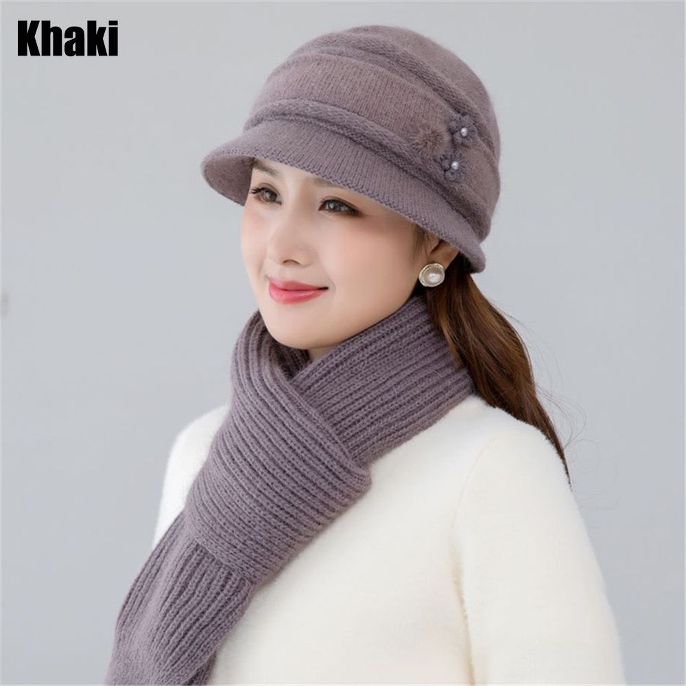2/3pcs/Set Ladies Warm Thick Women Hat Scarf Set Knitted Beanies Caps Winter Hats Knitted Gloves Winter Hats