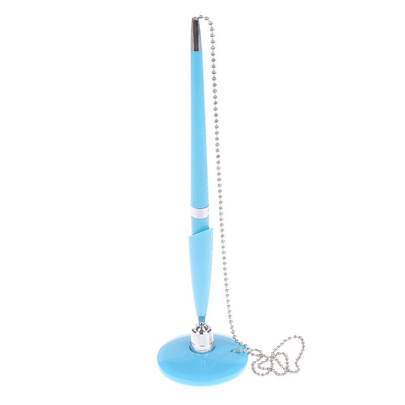 1pc Black Metal Desk Rope Ballpoint Pen Signature Pen Learn Office School Stationery: Blue