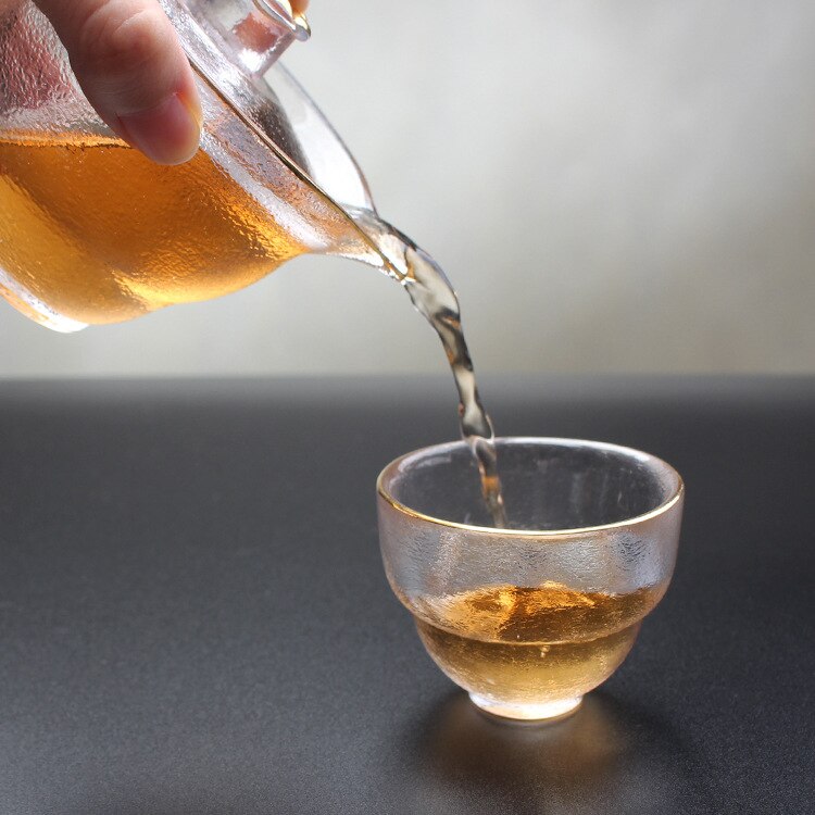 Japanese Glass Fair Mug Early Snow Tureen Fair Mug Complete Set of Tea Set Drawing Gold Hammer Eye Pattern Gaiwan Teacup